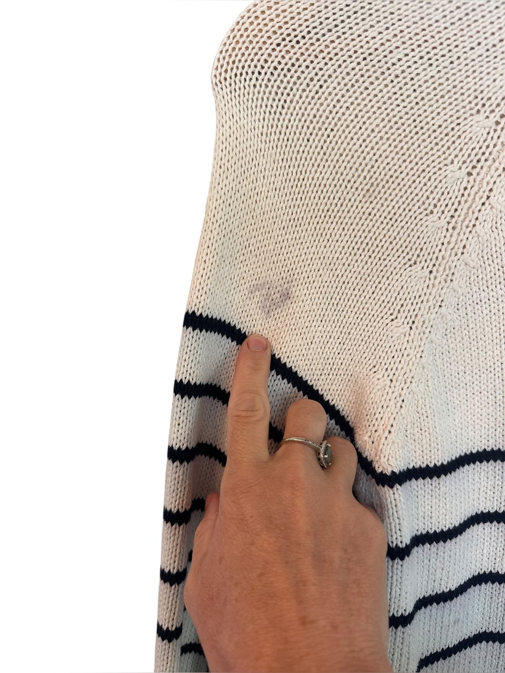 Sezane LÉONTINE JUMPER, Navy/Ecru, Extra Small - Picture 5 of 8